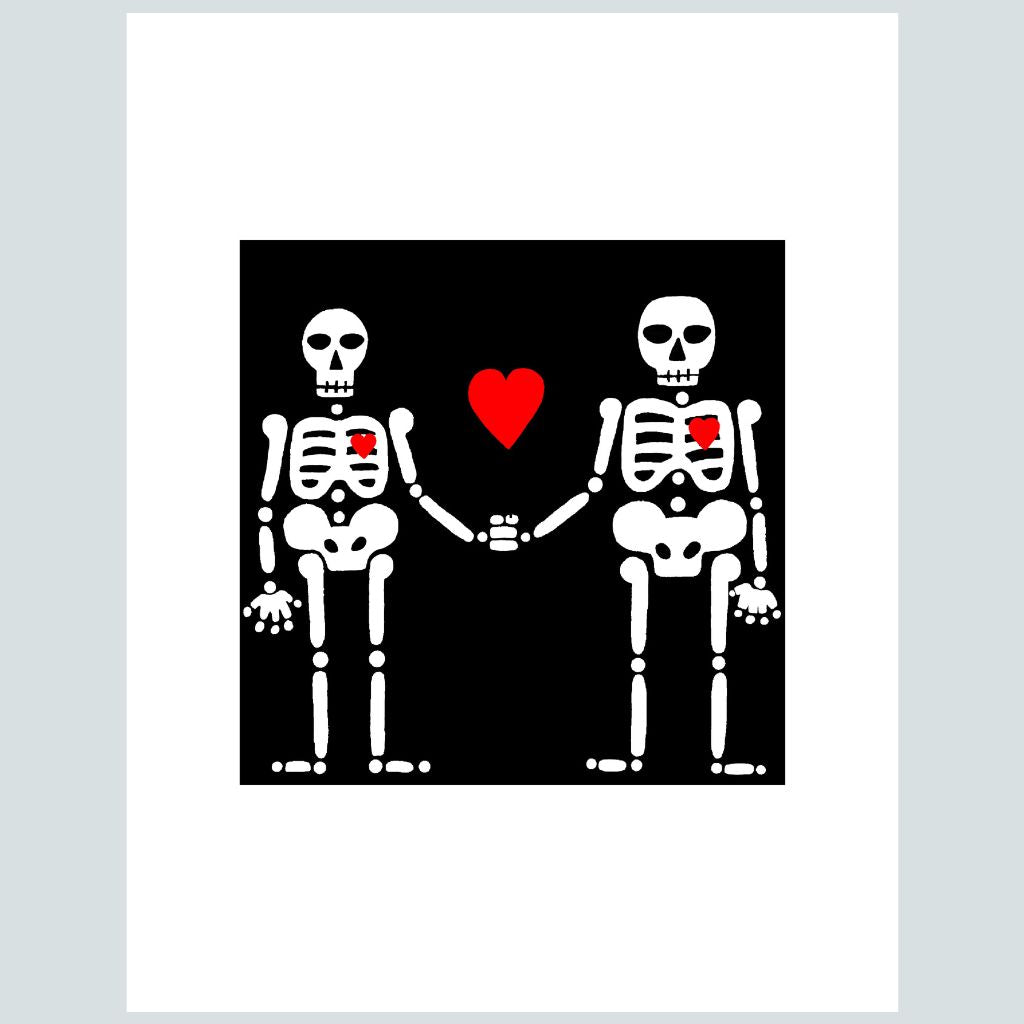 Lovers Skeletons | Art Print