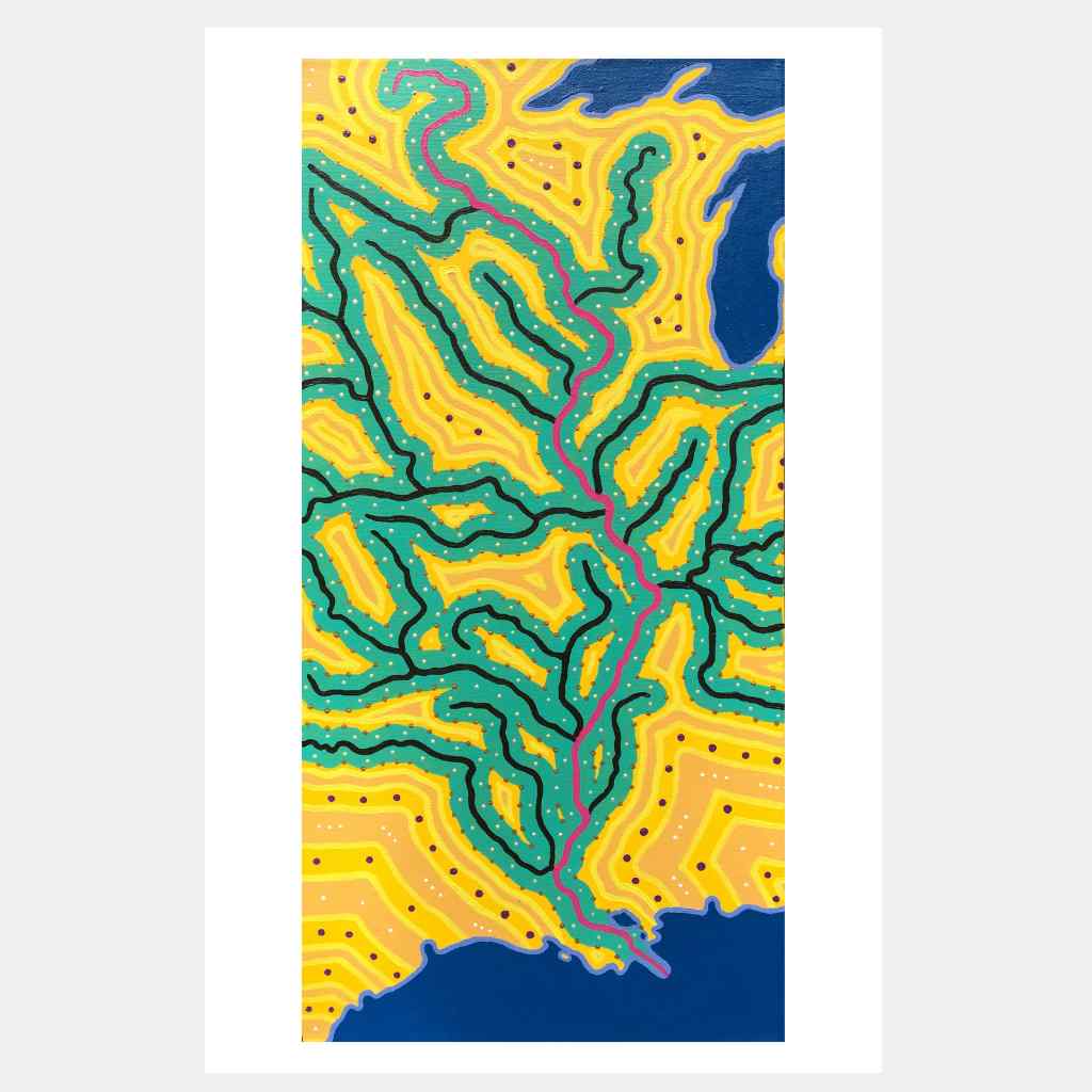 Mississippi River (Yellow & Teal) | Art Print