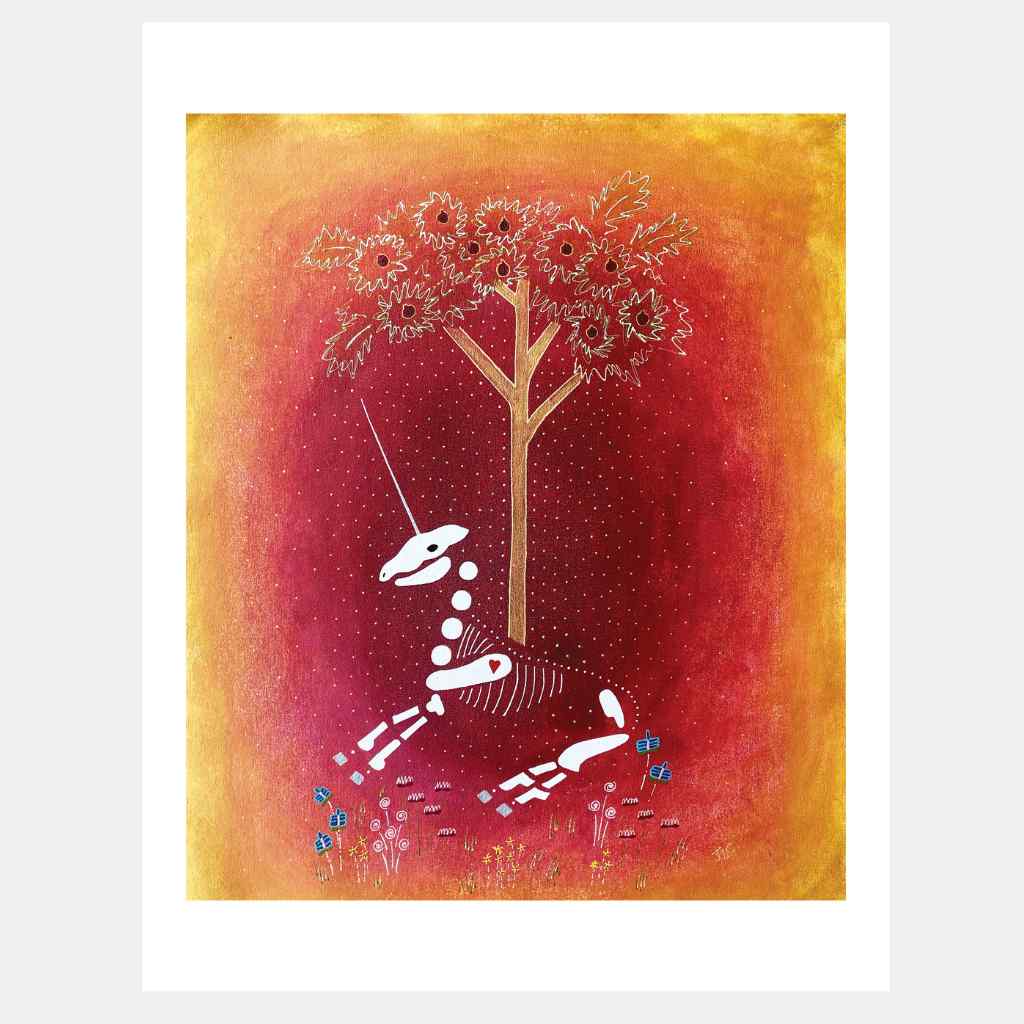 Unicorn Tapestry (Yellow) Skeleton | Art Print