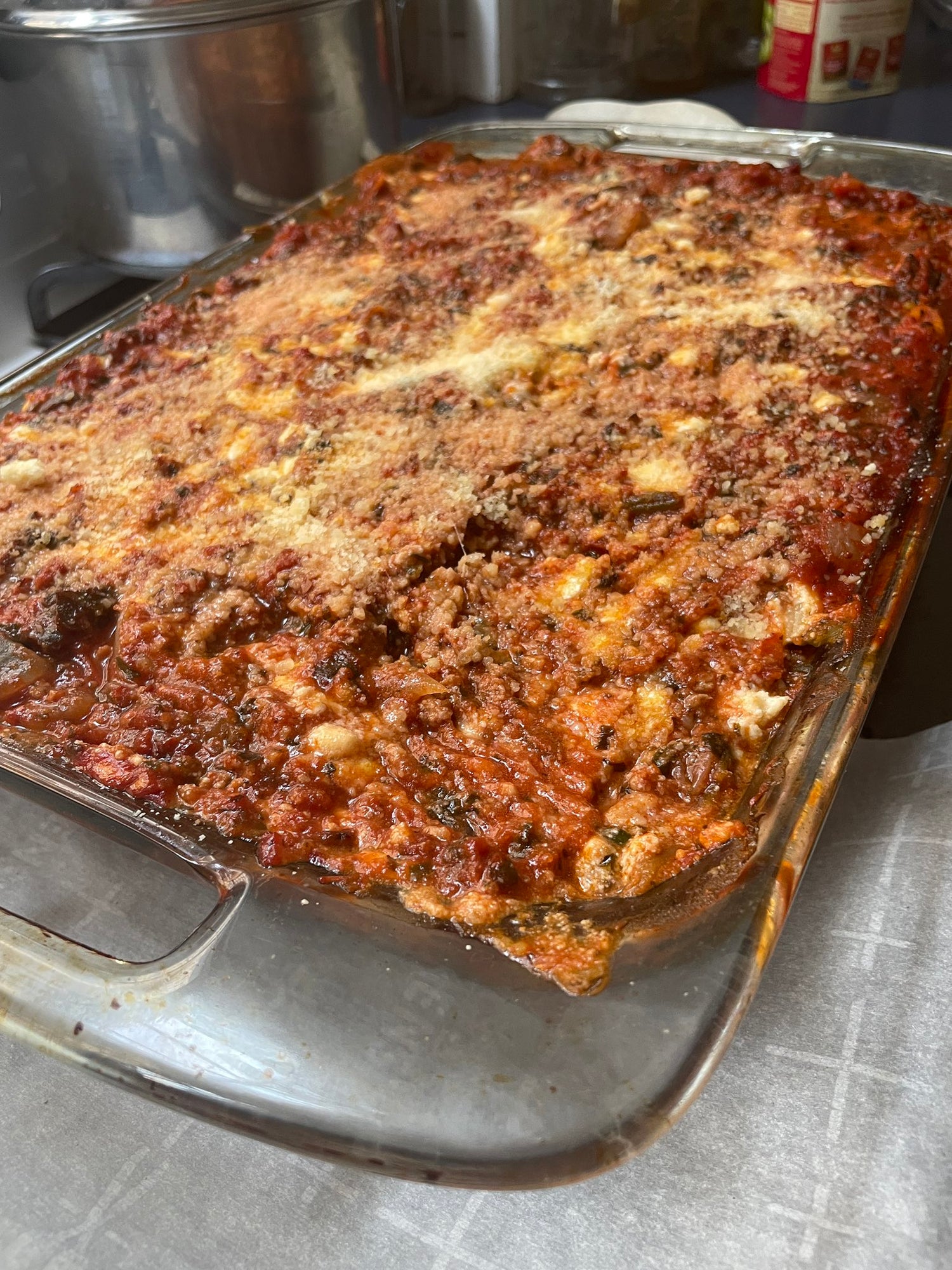 Actively not eating this whole pan of baked ziti