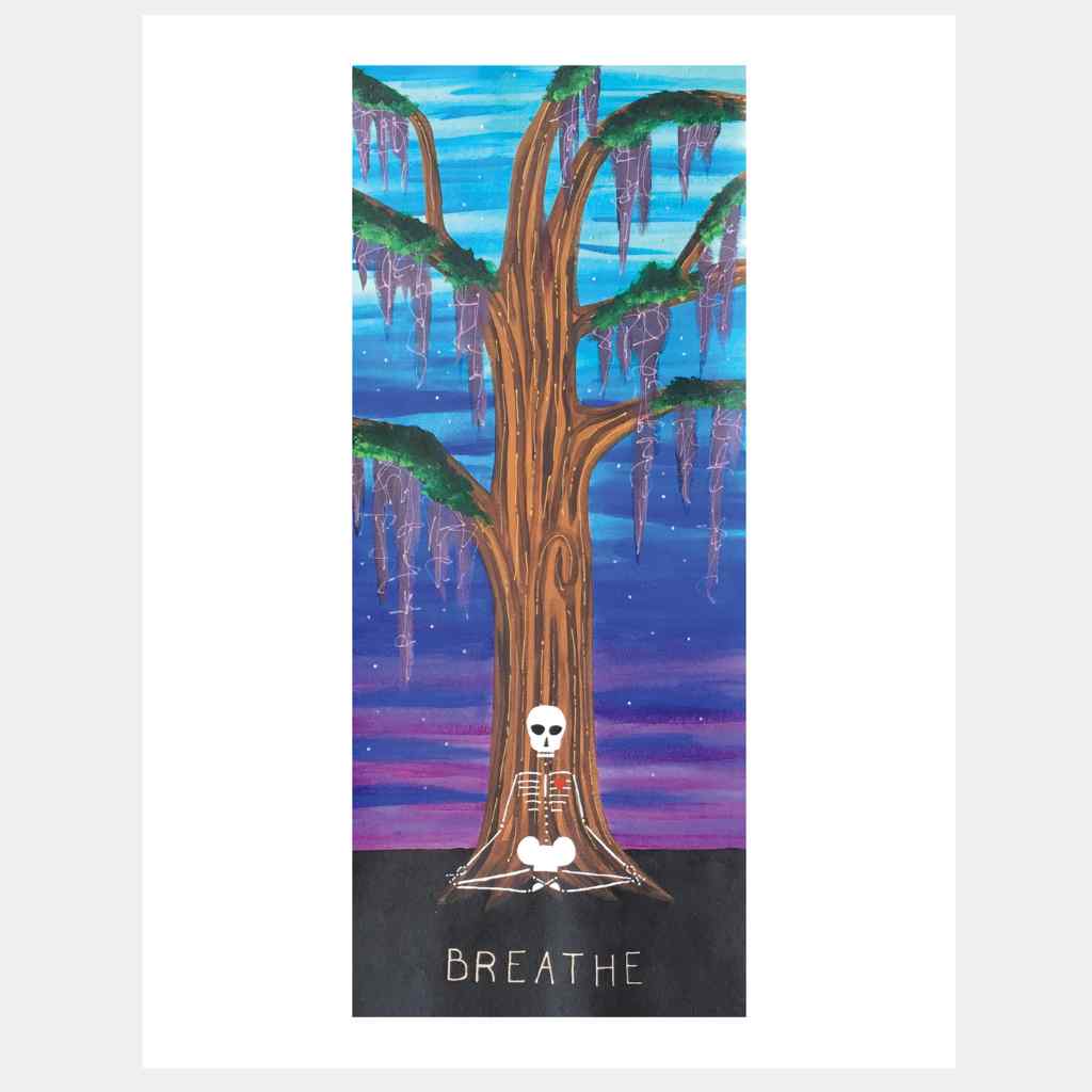 Breathe Meditation Skeleton | Art Print