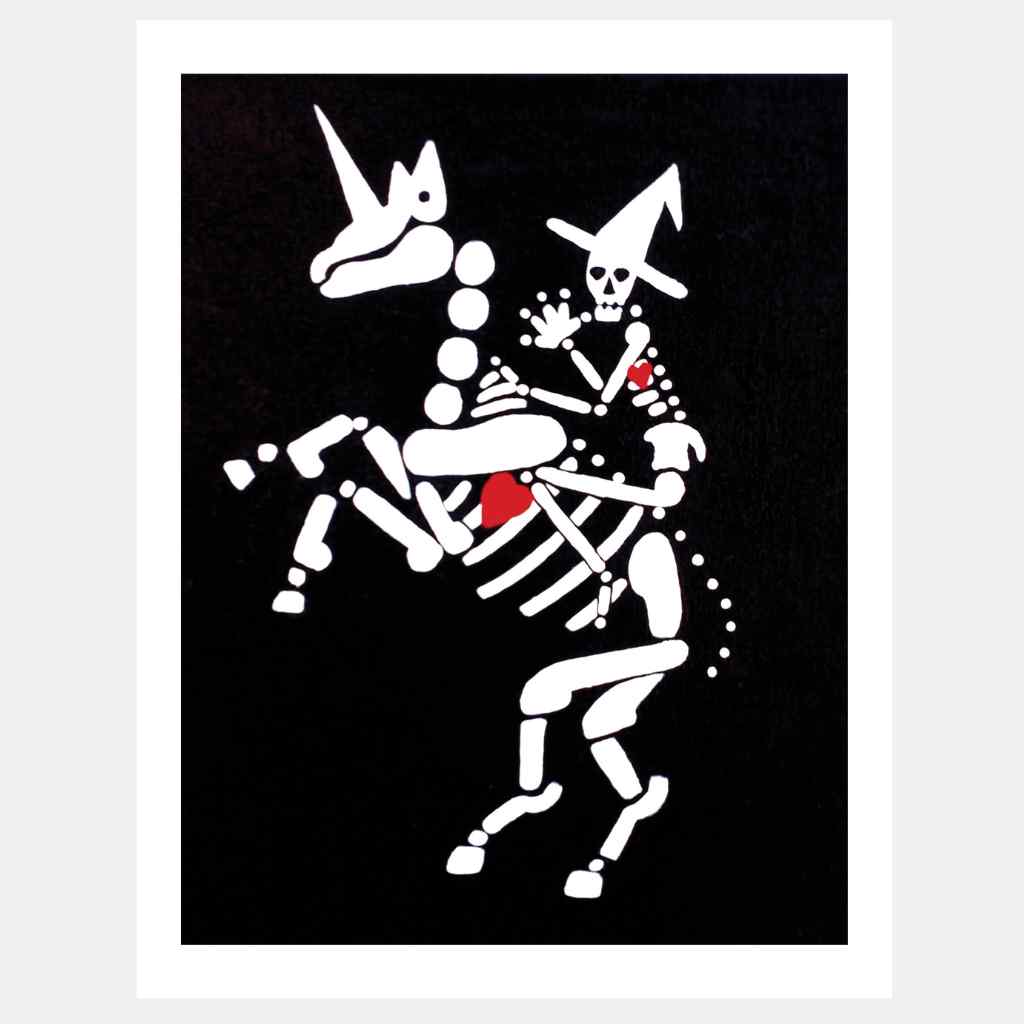 Witch and Unicorn Skeletons | Art Print